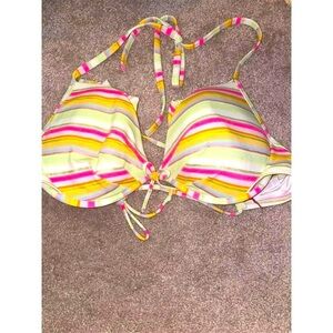 Victoria's Secret Striped String Bikini Top 34DD Multicolor Ruffle Detail